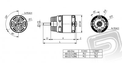 AXI 2212/12 V2 LONG střídavý motor