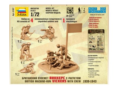 Zvezda figurky British Machine Gun with crew 1939-42 (1:72)