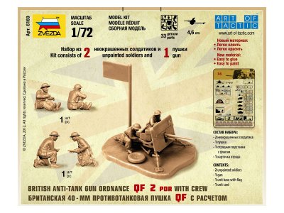 Zvezda Snap Kit - Ordnance QF 2-pdr s posádkou (1:72)