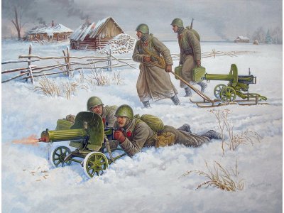 Zvezda figurky Soviet Machine-gun with Crew (Winter Uniform) (1:72)