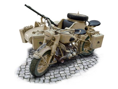 Italeri 7403 German Military Motorcycle with Sidecar (1:9)