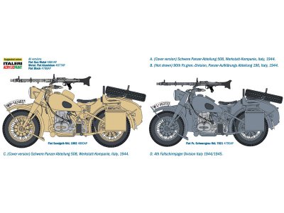 Italeri 7403 German Military Motorcycle with Sidecar (1:9)