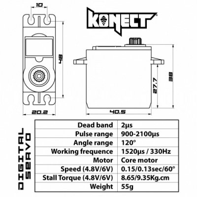 KONECT 9 kg Digital servo (9kg-0,13s/60°)