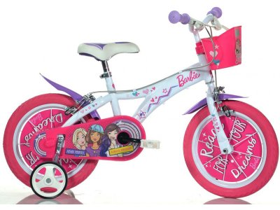 DINO Bikes - Dětské kolo 14" Barbie s košíkem