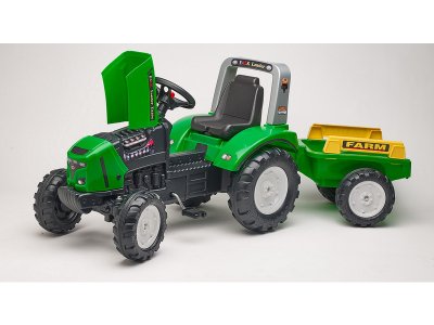 FALK - Šlapací traktor Farm lander Z240X s vlečkou zelený