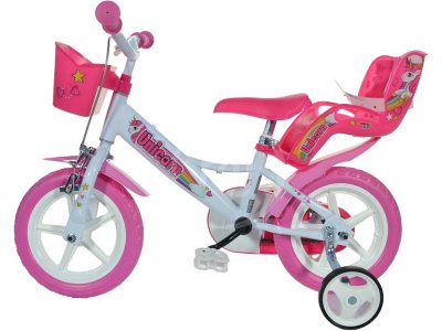 DINO Bikes - Dětské kolo 12" Jednorožec se sedačkou