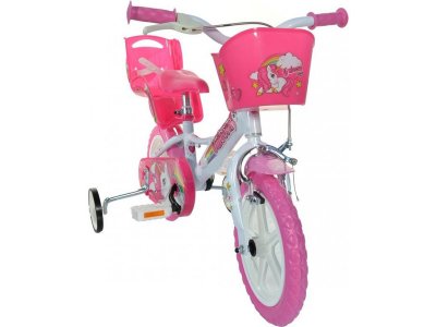 DINO Bikes - Dětské kolo 12" Jednorožec se sedačkou