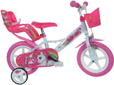 DINO Bikes - Dětské kolo 12" Jednorožec se sedačkou