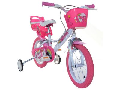 DINO Bikes - Dětské kolo 14" Jednorožec se sedačkou