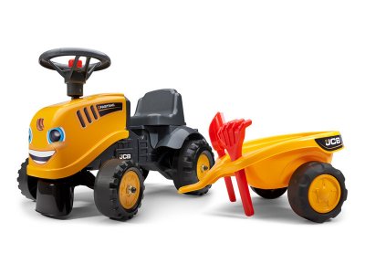 FALK - Dětské odrážedlo Baby JCB s vlečkou, lopatkou a hrabičkami