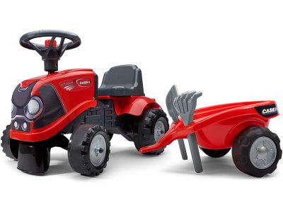 FALK - Dětské odrážedlo Baby Case IH s vlečkou, lopatkou a hrabičkami