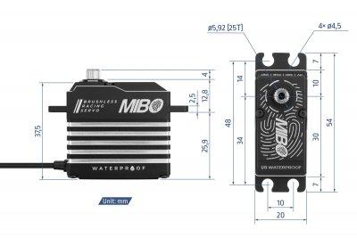 MIBO 1/8 Waterproof (0.085s/45kg/8.4V) Brushless Servo