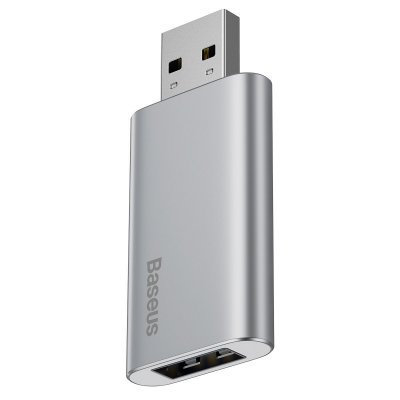 Baseus USB Flash Drive 16GB with USB charger for laptop, computer and car (silver)