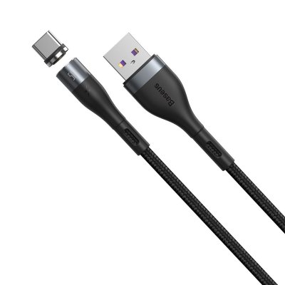 USB magnetic cable - USB-C Baseus Zinc 5A 1m (grey-black)
