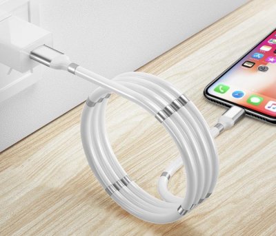 Magnetický samonavíjecí USB nabíjecí kabel (Lightning) (180 cm)