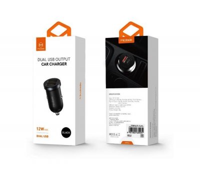 5V 2.4A Dual USB Car Charger (cerna)