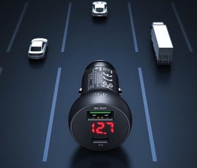 45W PD Car Charger with Digital Display