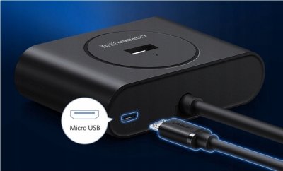UGREEN USB 3.0 hub 0.5m, černý