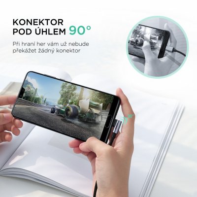 UGREEN USB-C kabel 90° 1m, černý