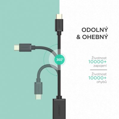 UGREEN USB-C OTG adaptér 10cm, černý