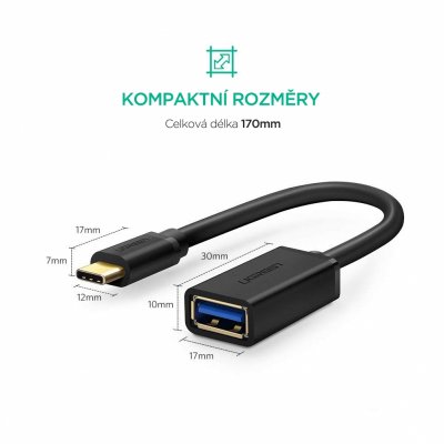 UGREEN USB-C OTG adaptér 10cm, černý