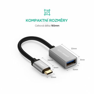UGREEN USB-C OTG adaptér 10cm, šedý