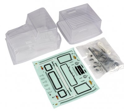 CR12 TOYOTA FJ45 čirá lexanová karoserie včetně nálepek a příslušenství