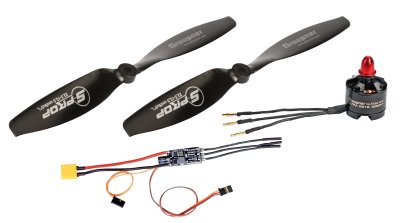 Combo set Telemetr. regul. HOTT 35Amp SBEC + Ultra 2812-1200Kv lev. (CCW) + 2 vrtule