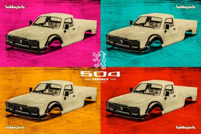 Čirá karoserie PEUGEOT 504 včetně příslušenství, licencovaná, 313mm