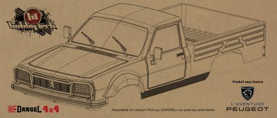 Čirá karoserie PEUGEOT 504 včetně příslušenství, licencovaná, 313mm