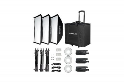 Nanlite FS-150 Sada 3 LED svetel se stojany a softboxy