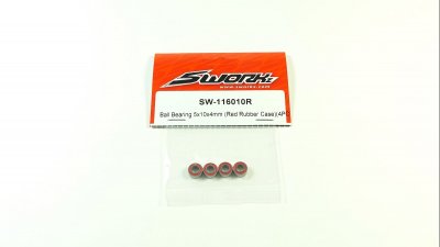 SWORKz kuličkové ložiska s červenou gum. prachovkou 5x10x4mm, 4 ks.