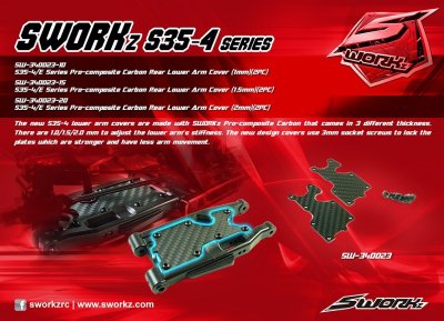 SWORKz uhlíková vzpěra spodní zadního ramena, 2,0mm, včetně šroubů, 2 ks.