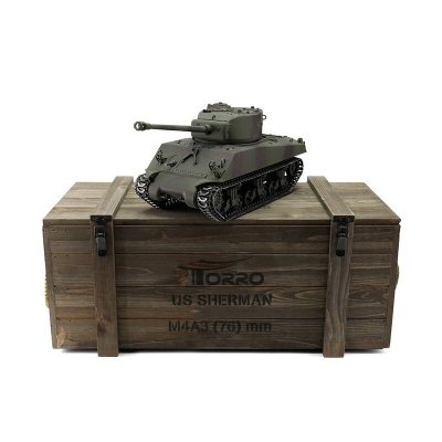 TORRO tank PRO 1/16 RC M4A3 Sherman 76mm maskovací kamufláž - infra IR - kouř z hlavně