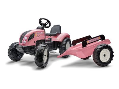 FALK - Šlapací traktor Pink Country Star s vlečkou