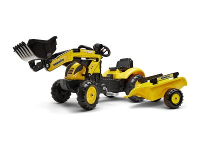 FALK - Šlapací traktor Komatsu s vlečkou a nakladačem