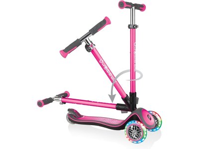 Globber - Koloběžka Elite Deluxe Lights Deep Pink