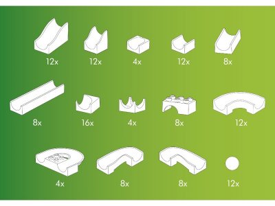 HUBELINO Kuličková dráha - Train set 128 kostek
