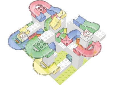 HUBELINO Kuličková dráha - kostky bílé 120 dílků