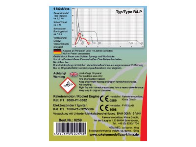 Klima raketový motor B4-P EL (6ks)