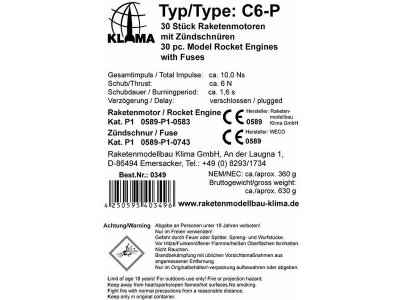 Klima raketový motor C6-P (30ks)