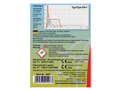 Klima raketový motor D9-7 EL (6ks)