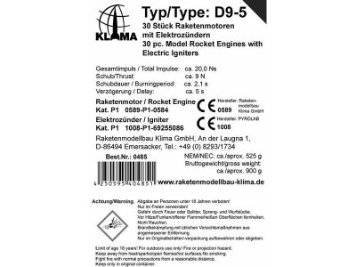 Klima raketový motor D9-5 EL (30ks)