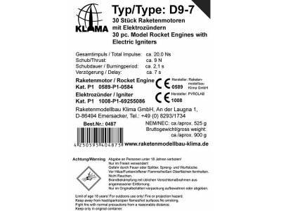 Klima raketový motor D9-7 EL (30ks)