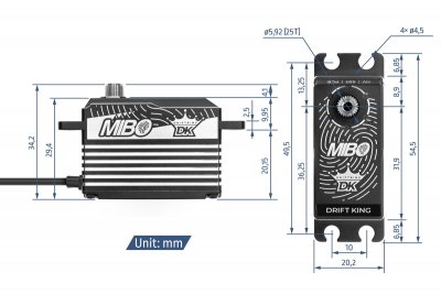 MIBO Drift King Alu Black Programmable (RWD Drift Spec/33.0kg/8.4V) Brushless Servo