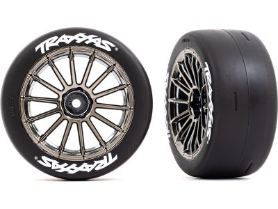 Traxxas kolo 2.0", disk multi-spoke černý chrom, pneu slick (zadní) (2)