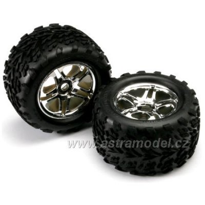 Traxxas kolo 3.8", disk Split Spoke H17 chromovaný, pneu Talon (pár)