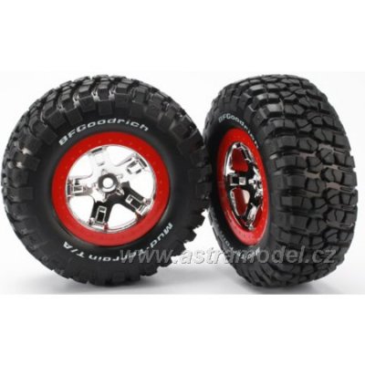 Traxxas kolo 2.2/3.0", disk SCT stříbrný-červený, pneu KM2 (2)