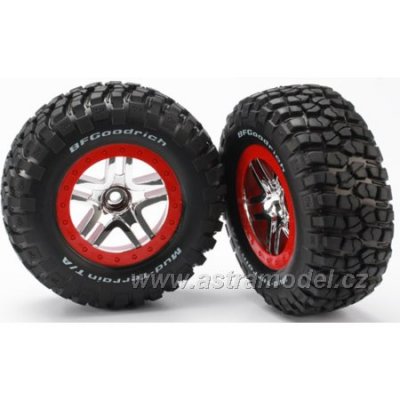 Traxxas kolo 2.2/3.0", disk SCT Split-Spoke stříbrný-červený, pneu KM2 (2) (2WD přední)