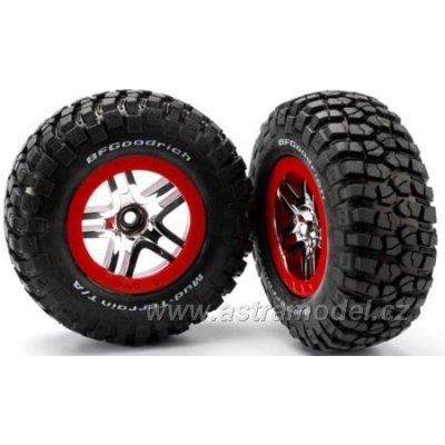 Traxxas kolo 2.2/3.0", disk SCT Split-Spoke stříbrný-červený, pneu KM2 S1 (2) (2WD přední)